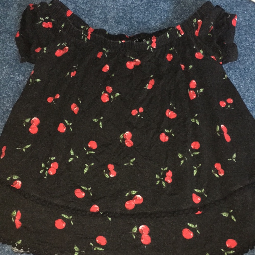 Cherry off the shoulder top